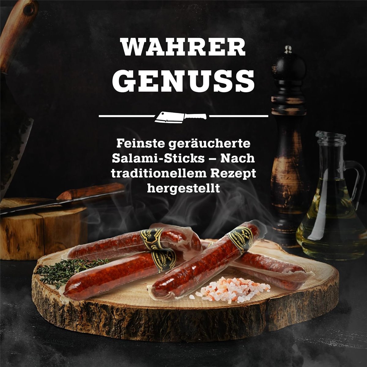Wurst Zigarren Box - Wurst Sticks aus Edelsalami 5 Stk – Geräucherte Salami-Sticks in schöner Geschenkbox
