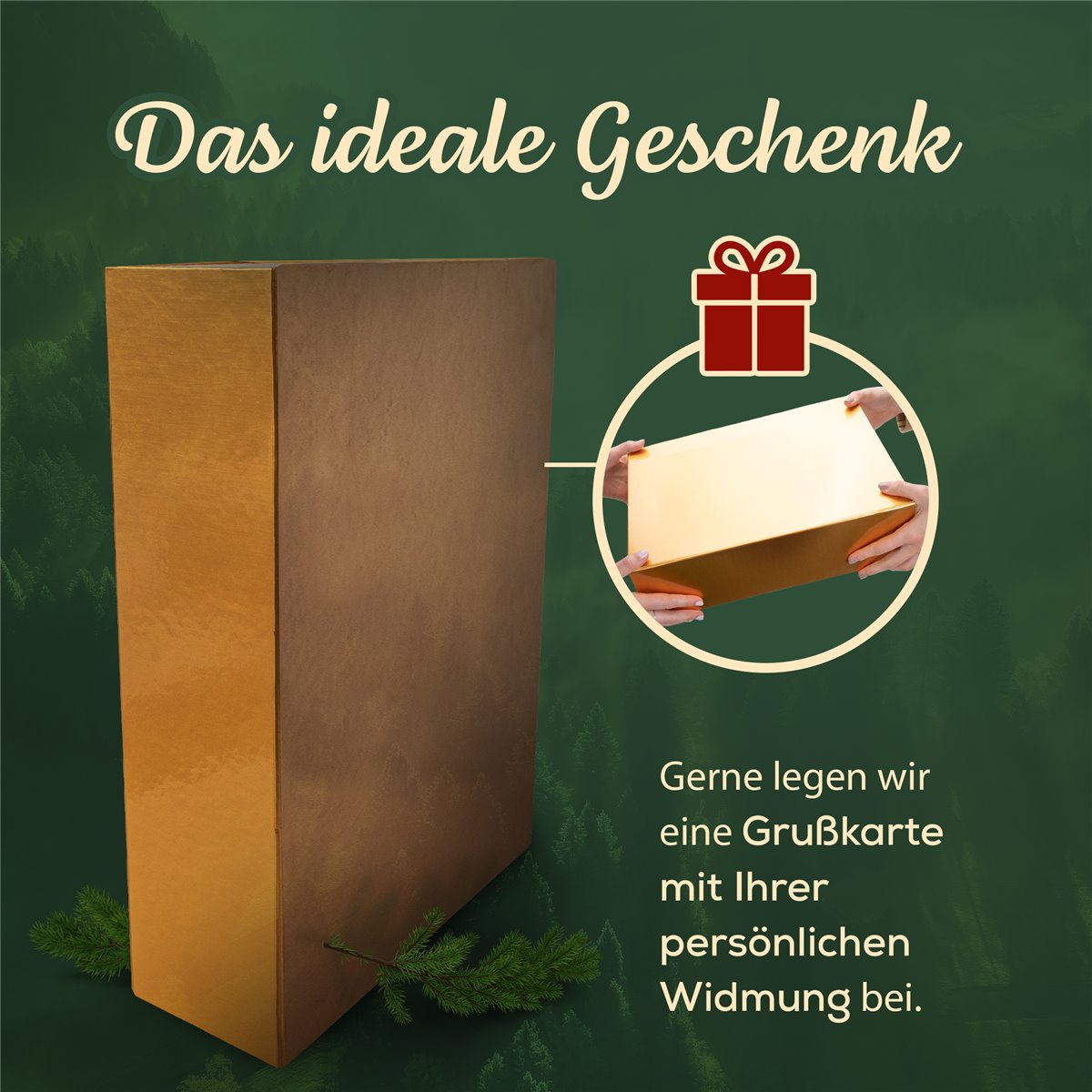 DUO CHAMPAGNER - Geschenkkorb mit Schokolade in edler GOLD Magnetbox 
