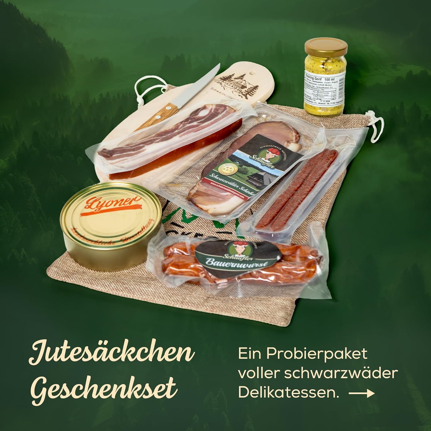 Vesperbrettle rustikal - Schwarzwald Präsent - Geschenkkorb | 8 teilig 
