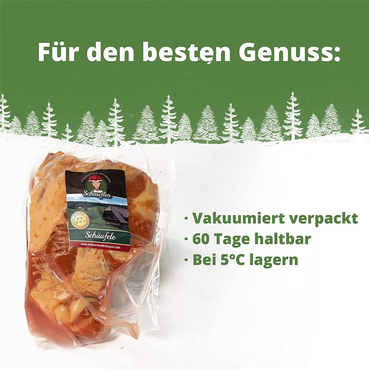 Schäufele-Paket + Altbadischer Senf goldgelb geräuchert 4 x 1200g = 4,8kg