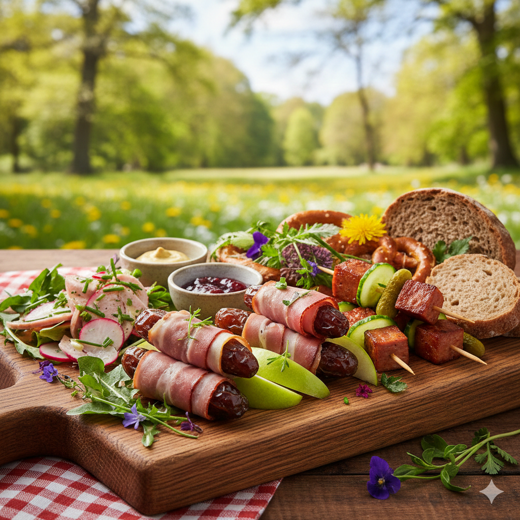 Schwarzwlder Tapas mit Speck und Bauernwurst auf einem Holzbrett__Gemini_Generated_Image_uyhzr9uyhzr9uyhz