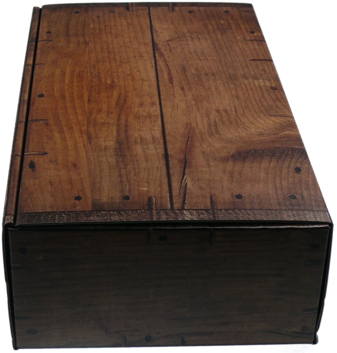 Schachtel in dunkler Holzoptik "rustikal" - WK 2er - Weinkoffer Weinkarton Box Truhe Verpackung Geschenke
