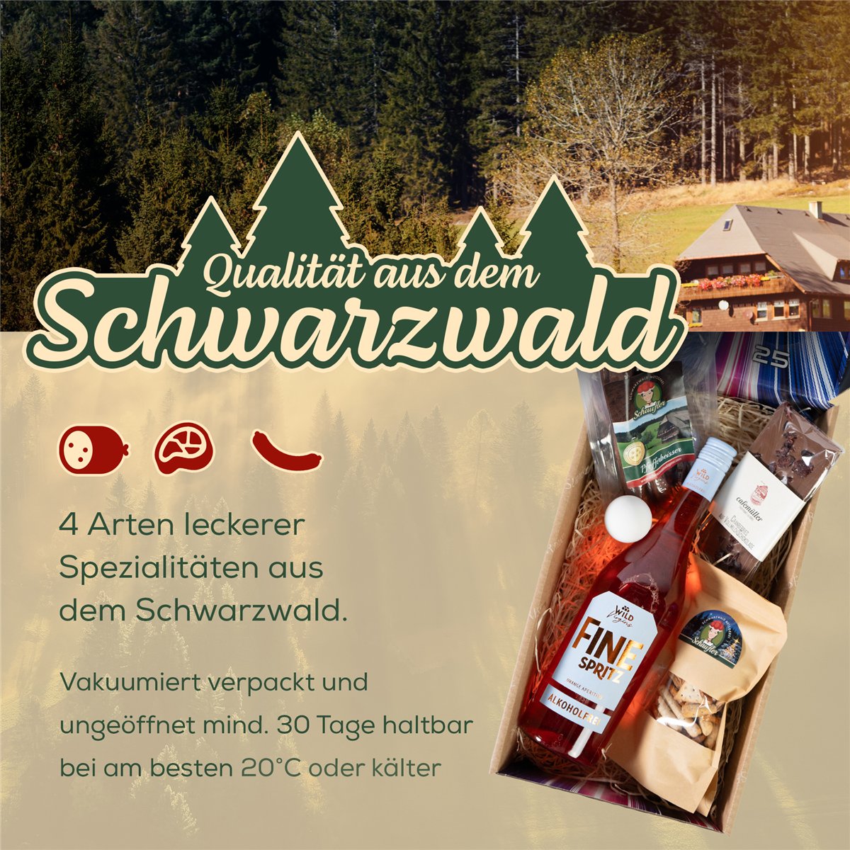 SURPRISE SPRITZ-PONG – 6-teiliger Präsentkorb: alkoholfreier Orange Aperitivo und Partyspiel
