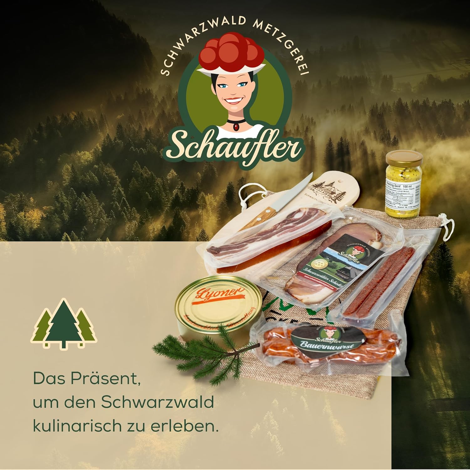 Vesperbrettle rustikal - Schwarzwald Präsent - Geschenkkorb | 8 teilig 
