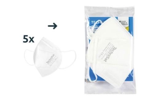 TECHNIMASK FFP2 2.0, 5 Stück, schwarz
