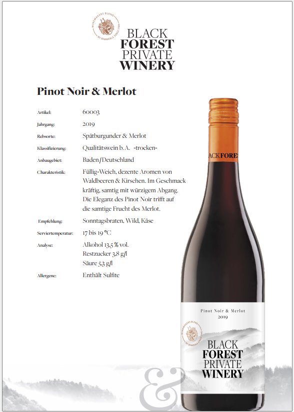 Siegbert Bimmerle - Black Forest Pinot Noir & Merlot - 0,75L
