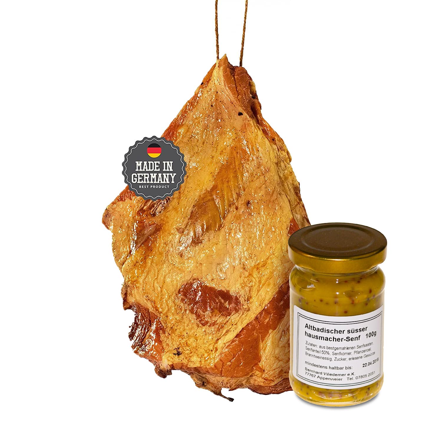 Schäufele-Paket + Altbadischer Senf goldgelb geräuchert 4 x 1200g = 4,8kg