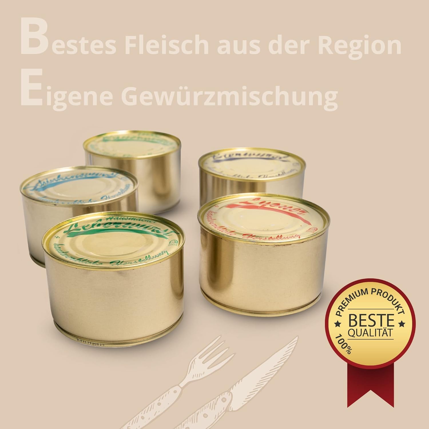 Großpaket Dosenwurst-Set 15 x 400g Dosen - mit gratis Frischedeckel