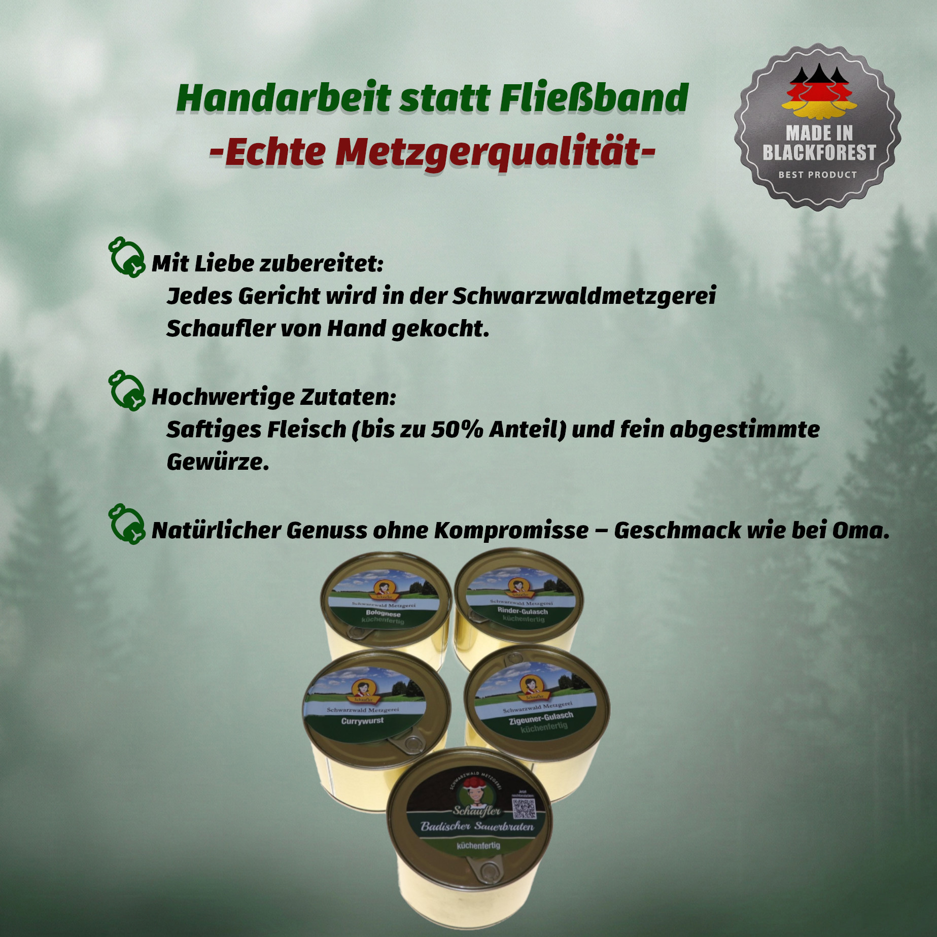 5er Set Fertiggerichte - küchenfertig - Fertigessen | 5 x 400g Dosen