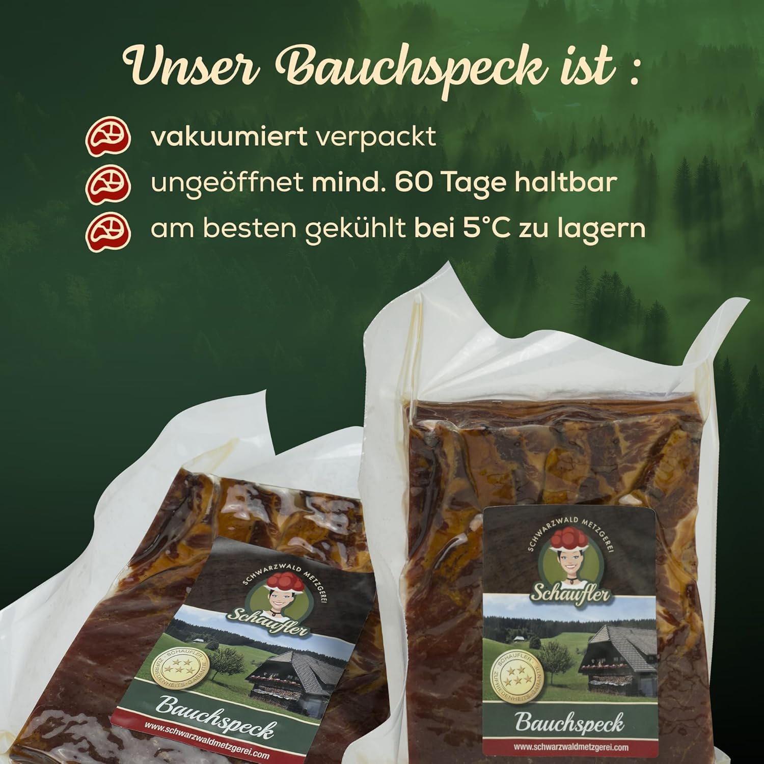 Schwarzwälder Bauchspeck Vesperscheibe 100g
