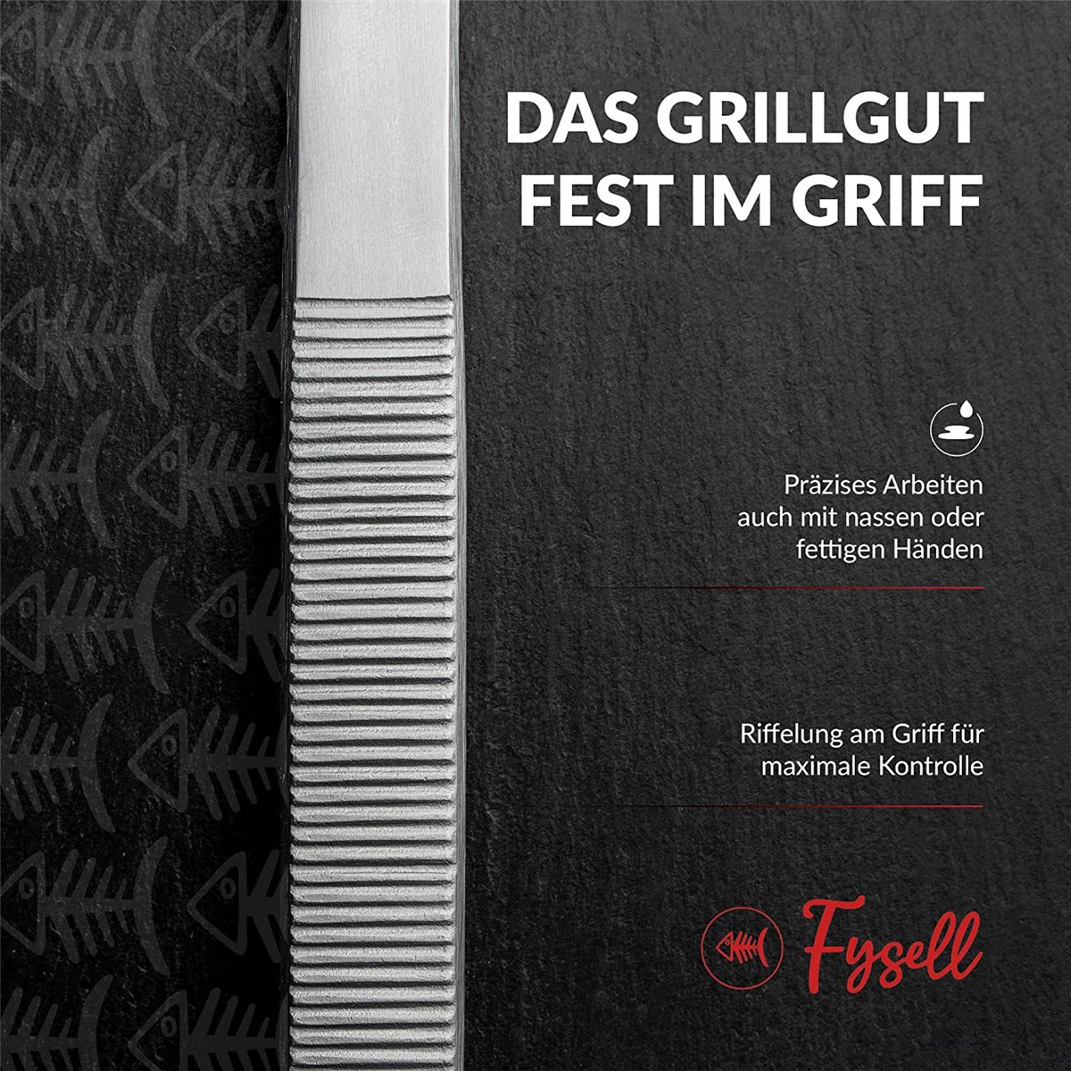 Fysell Grillpinzette 35cm Edelstahl Grillzange Barbecue lang
