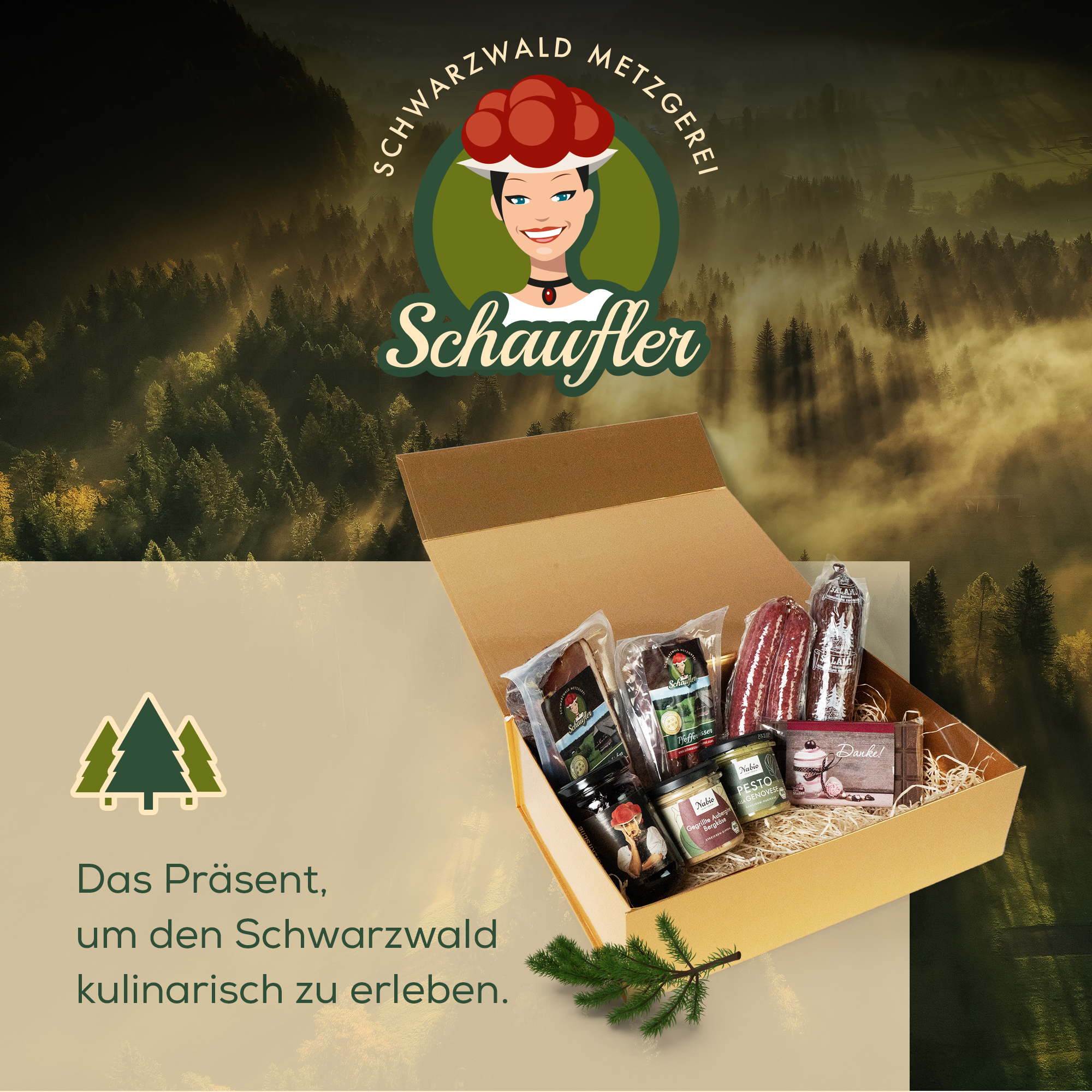 Dankeschön – Kulinarisches Präsent mit Aufstrich, Pesto, Salami & Schokolade 
