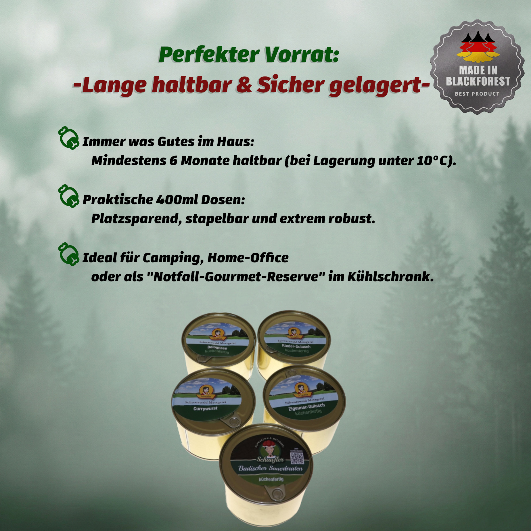 5er Set Fertiggerichte - küchenfertig - Fertigessen | 5 x 400g Dosen