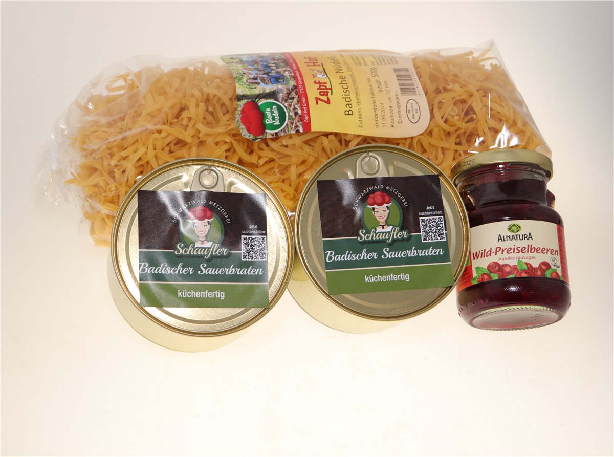 Festtagsbraten-Set: Badischer Sauerbraten - 800g Rinderbraten,Nudeln ...