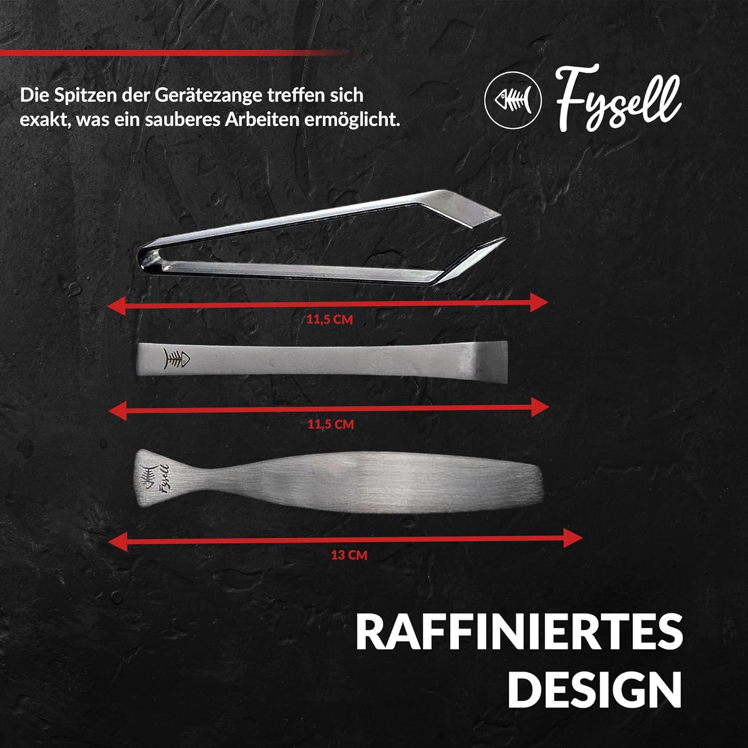 Fysell – Grätenzangen 3er Set für Fisch aus gebürstetem Edelstahl – Grätenpinzette mit geradem Kopf – Fischpinzette zum präzisen Entfernen von Fischgräten – rostfrei & spülmaschinenfest
