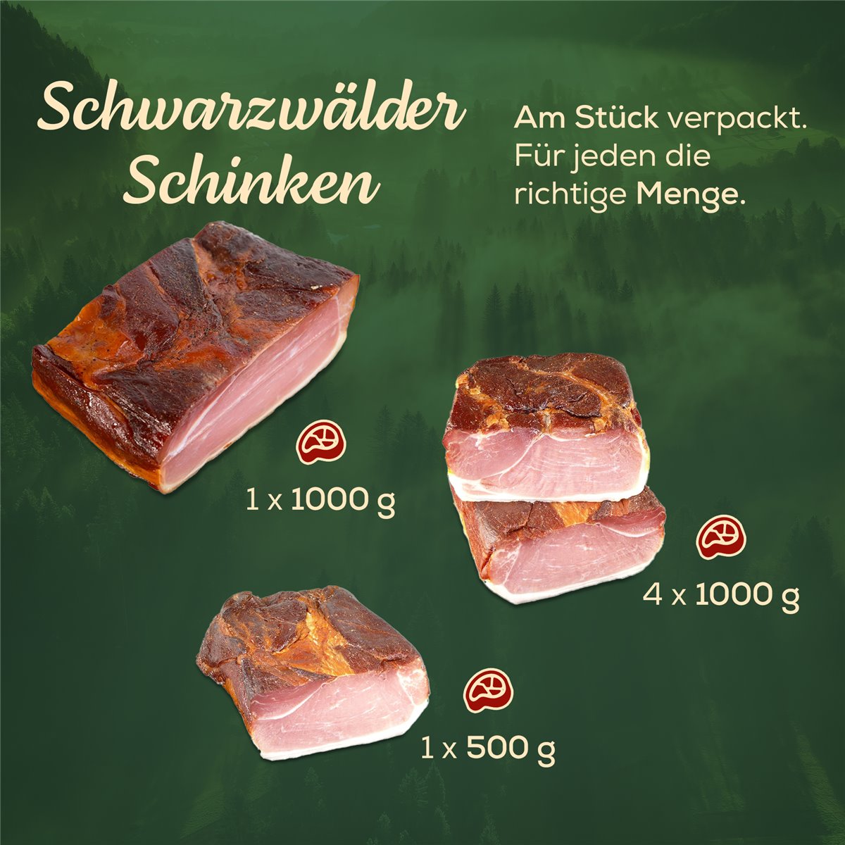 Schwarzwälder Schinken 4x1000g
