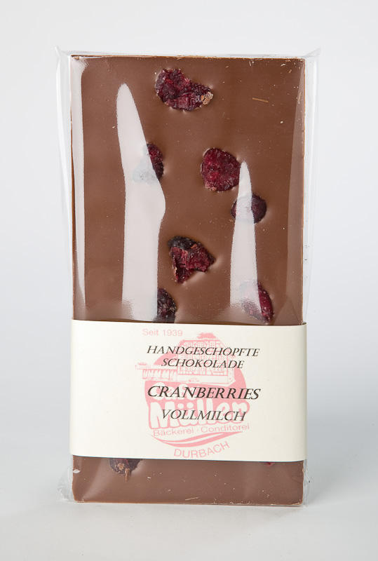 Schokoladentafel - Vollmilch Cranberries - PREMIUM
