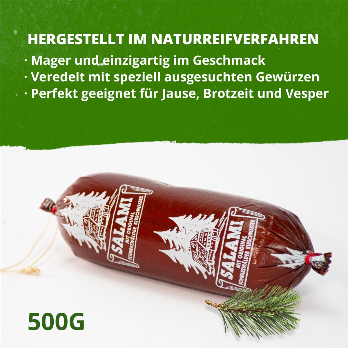 Schwarzwälder Kirschwasser Salami 500g
