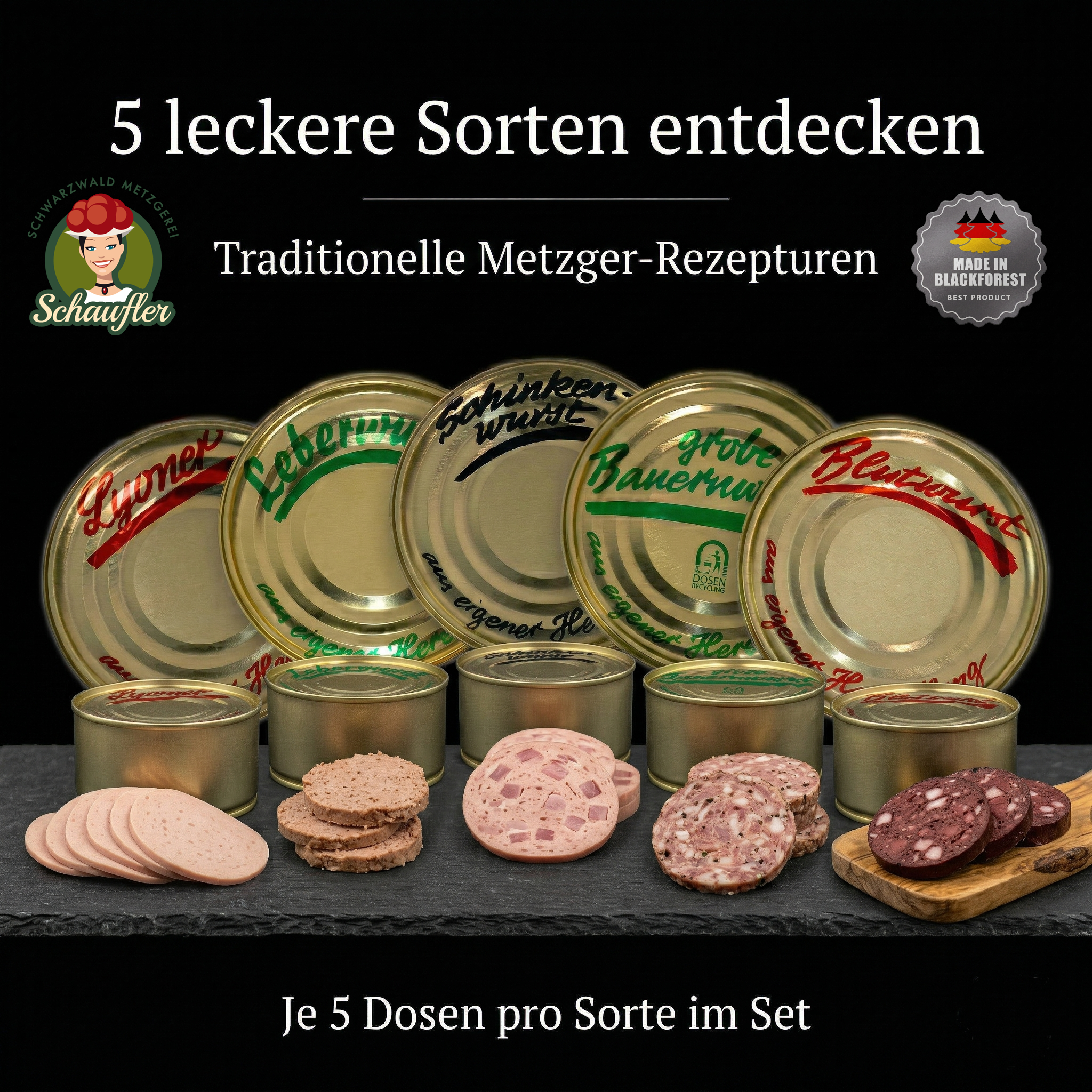 Großpaket Dosenwurst-Set 25 x 400g Dosen - mit gratis Frischedeckel

