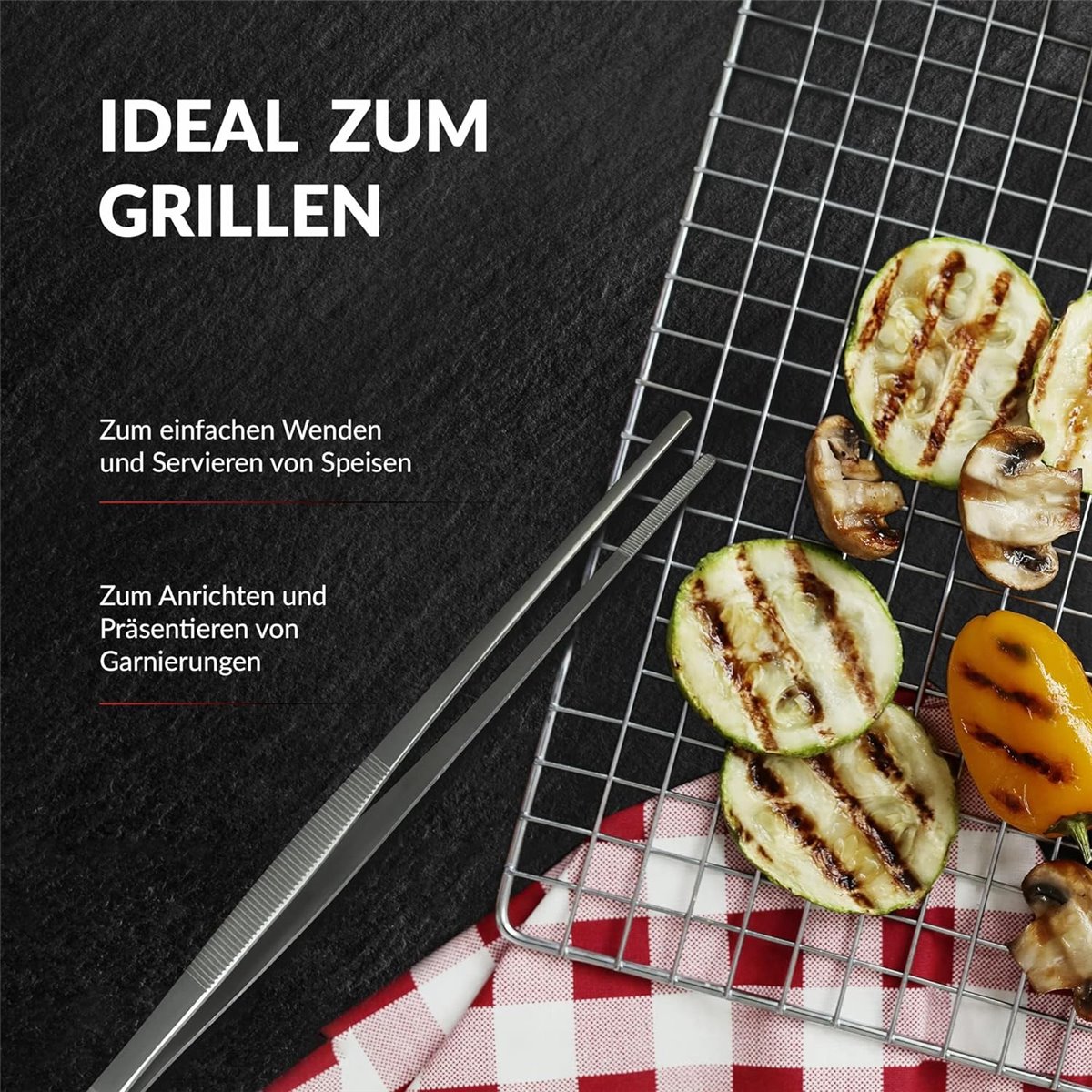 3er Set Kochpinzette 30, 35 und 50 cm extra lang zum Kochen, Grillen & Backen 
