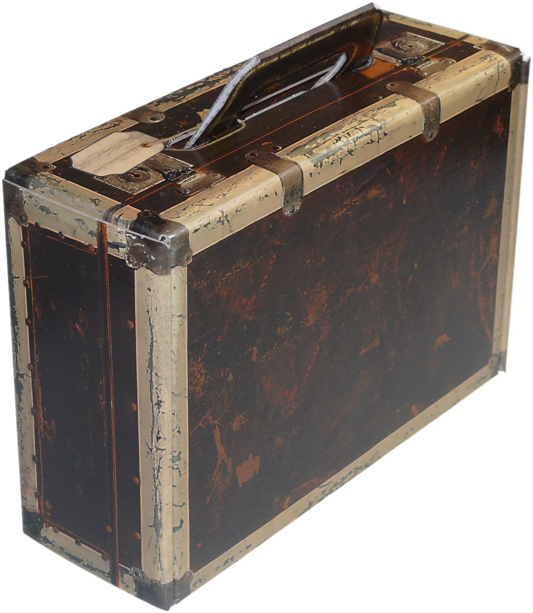 kleiner Trage Karton "Koffer" in Holzoptik - WK 1er - Weinkoffer Weinkarton Box Truhe Verpackung Geschenke
