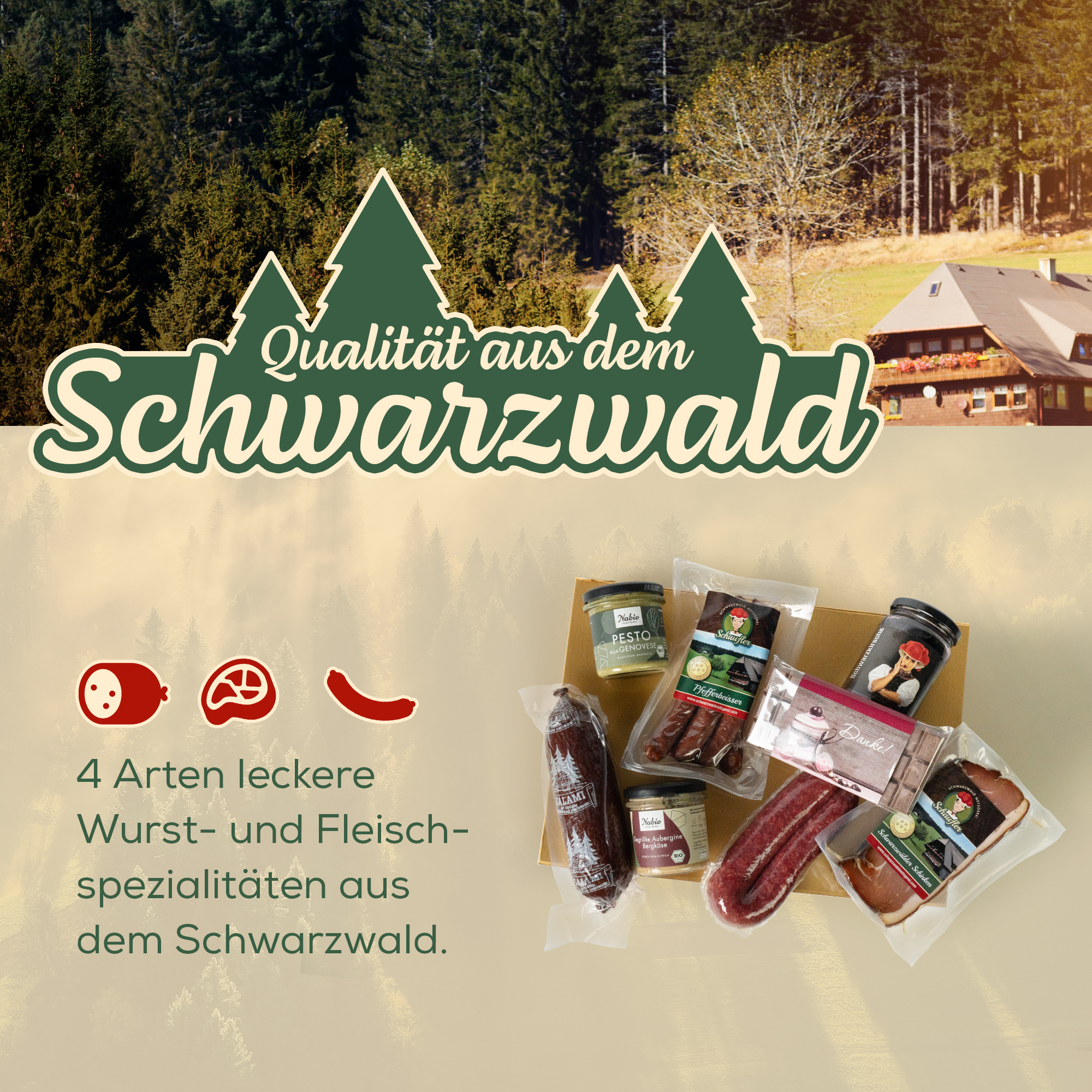 Dankeschön – Kulinarisches Präsent mit Aufstrich, Pesto, Salami & Schokolade 
