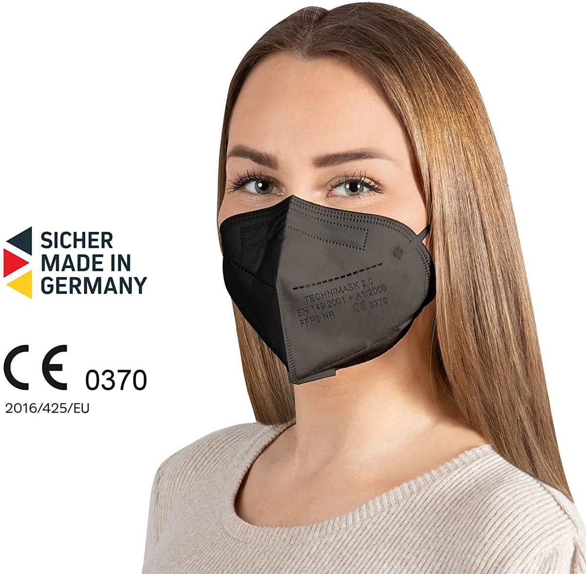 TECHNIMASK FFP2 2.0, 5 Stück, schwarz
