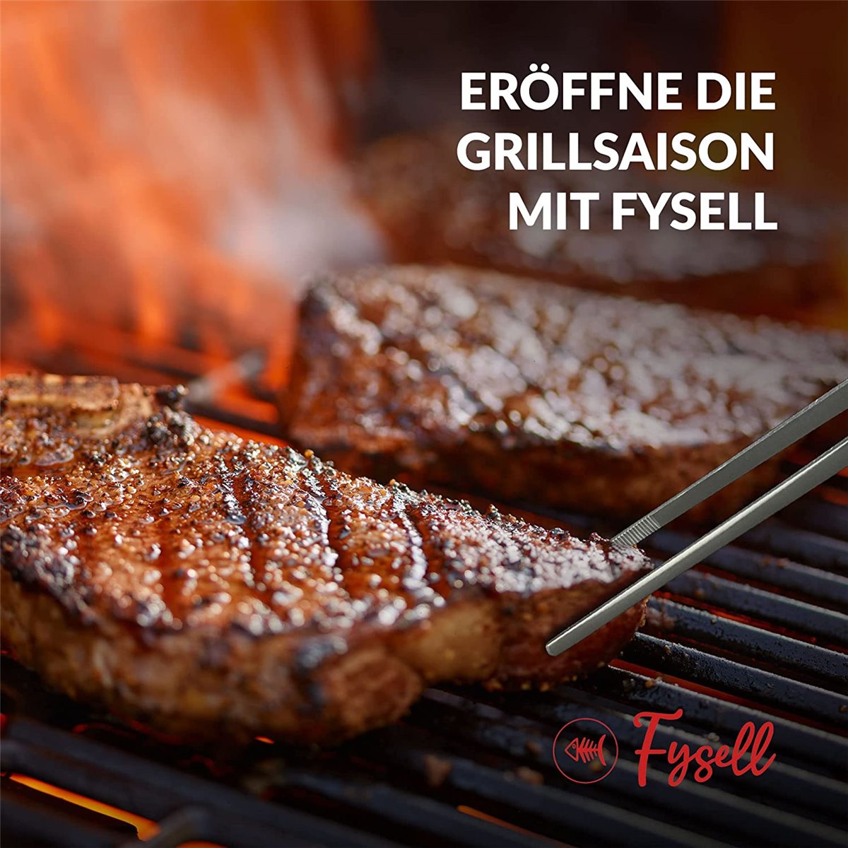 Fysell Grillpinzette 45cm Edelstahl Grillzange Barbecue extra lang 
