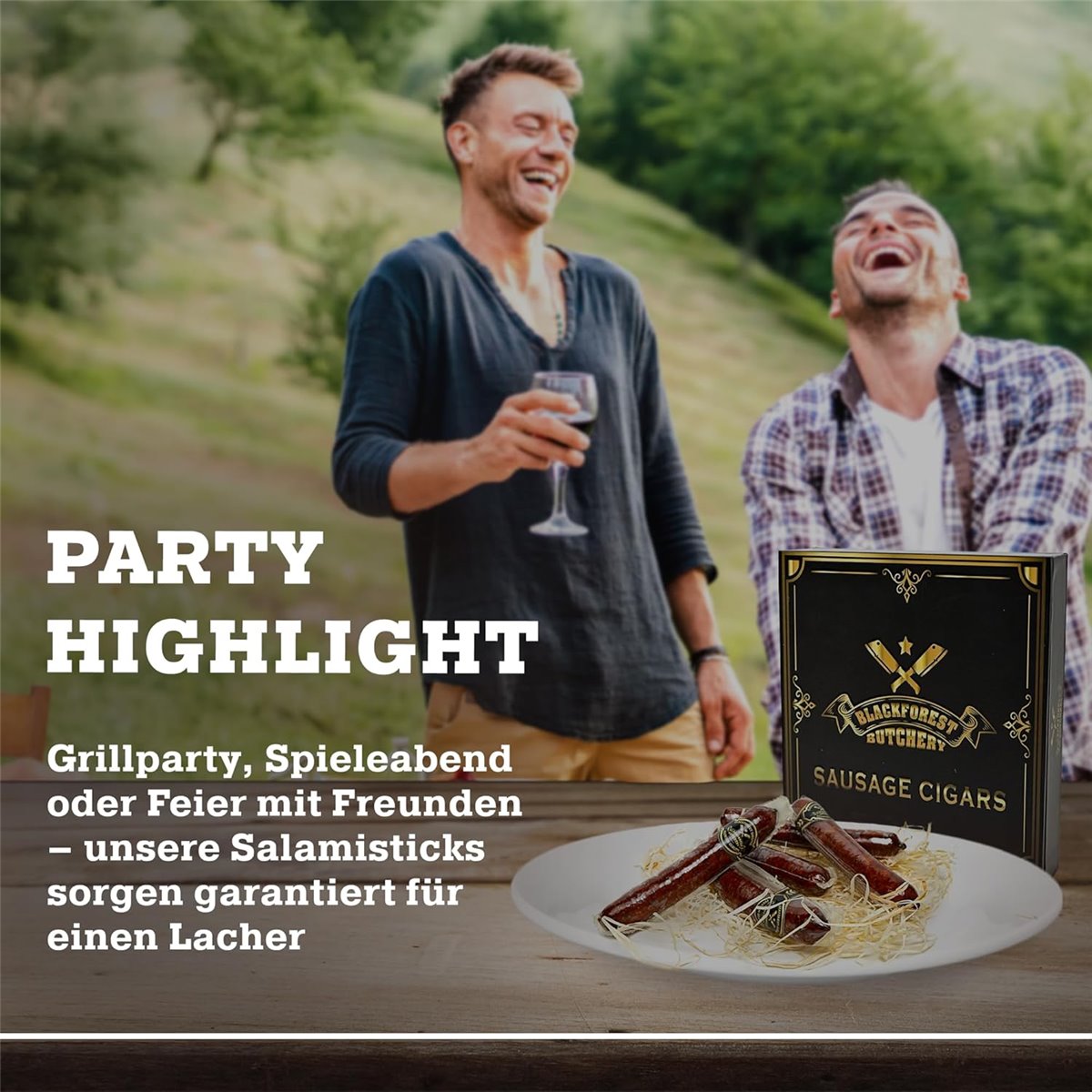 Wurst Zigarren Box - Wurst Sticks aus Edelsalami 5 Stk – Geräucherte Salami-Sticks in schöner Geschenkbox
