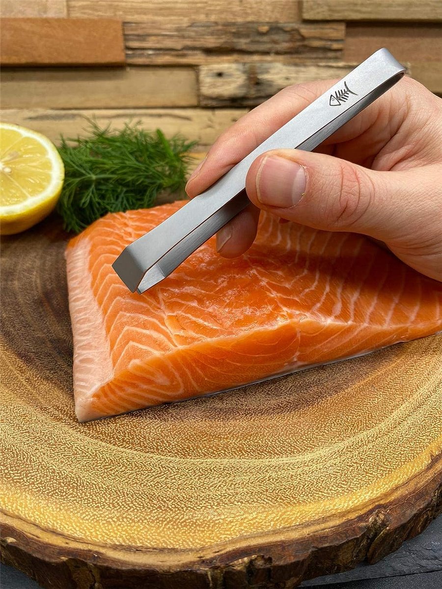 FYSELL Grätenzange für Fisch - Profi Grätenpinzette in Edelstahl 11,5cm - Fischgrätenzange - Fischpinzette - Küchenpinzette