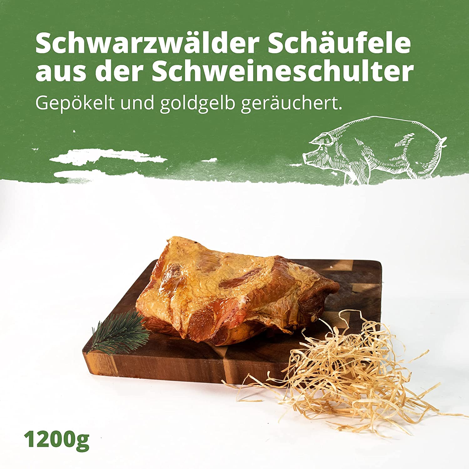 Schäufele-Paket + Altbadischer Senf goldgelb geräuchert 4 x 1200g = 4,8kg