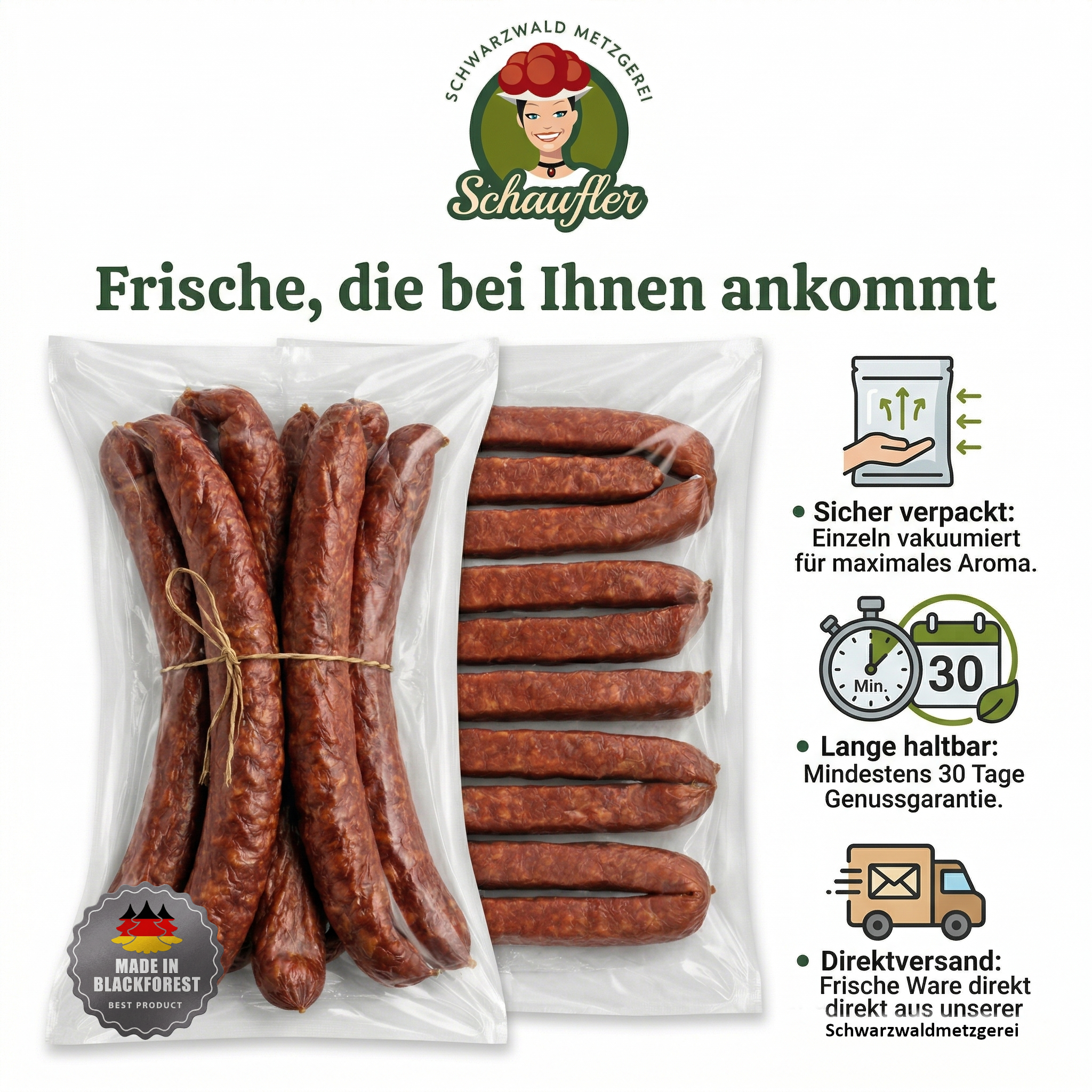 Rohwürste - Set - 5 Paar Bauernwürste und 5 Paar Landjäger