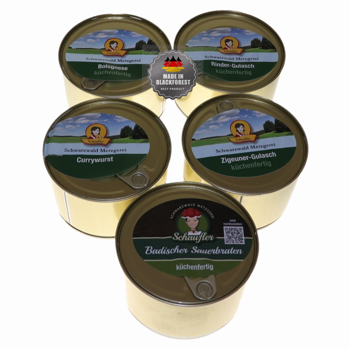 5er Set Fertiggerichte - küchenfertig - Fertigessen | 5 x 400g Dosen